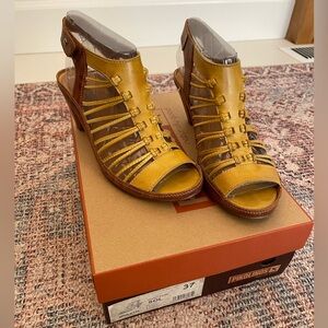 Pikolinos Women’s Java Size 37 Heel Sandals Sol & Brandy W5A-0728 Yellow & Brown